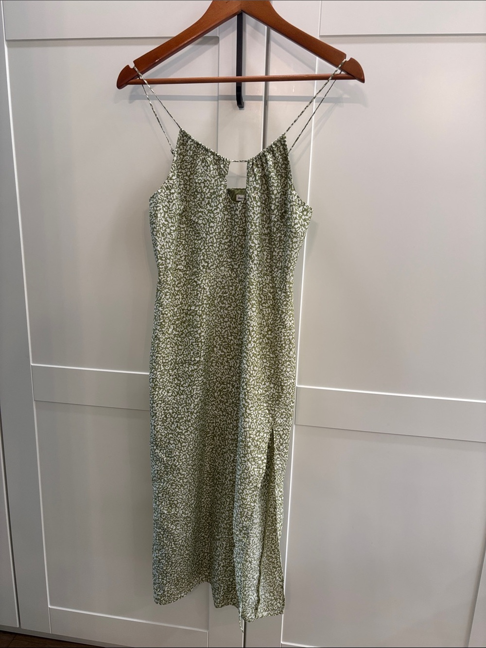 Abercrombie & Fitch Olive Green Floral Slip Midi Dress